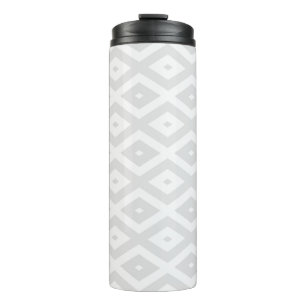 Termo Patrón de diamante gris claro y blanco