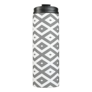 Termo Patrón de diamante gris y blanco