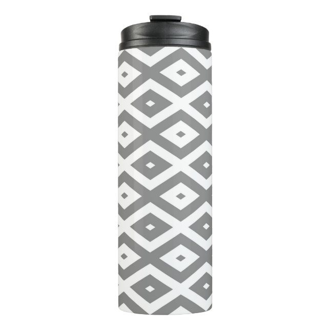 Termo Patrón de diamante gris y blanco (Anverso)