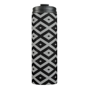 Termo Patrón de diamante gris y negro