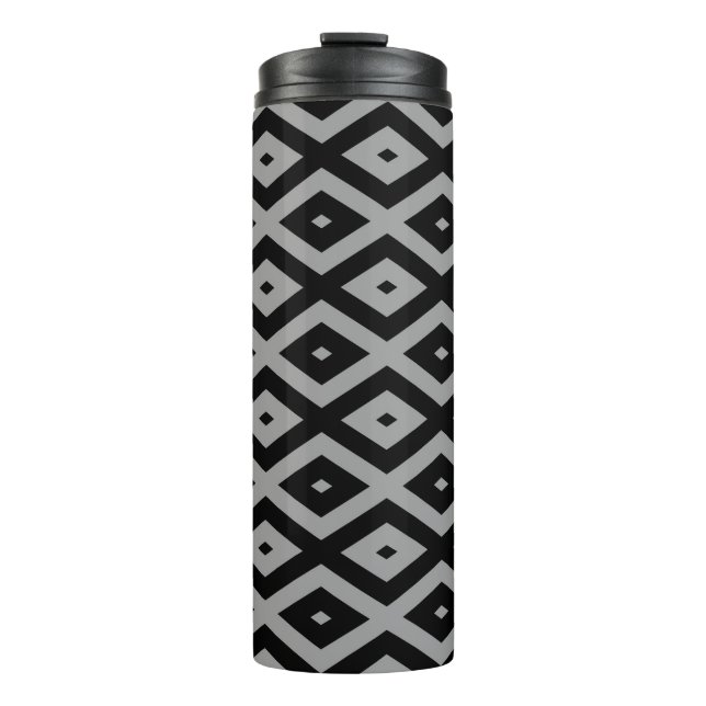 Termo Patrón de diamante gris y negro (Anverso)