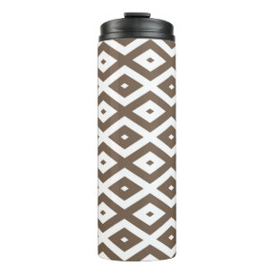 Termo Patrón de diamante marrón y blanco taupe