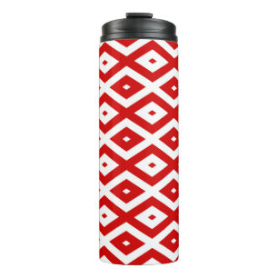 Termo Patrón de diamante rojo y blanco