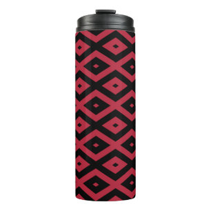 Termo Patrón de diamante rojo y negro