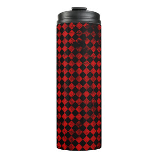 Termo Patrón de Diamante Rojo y Negro Vintage