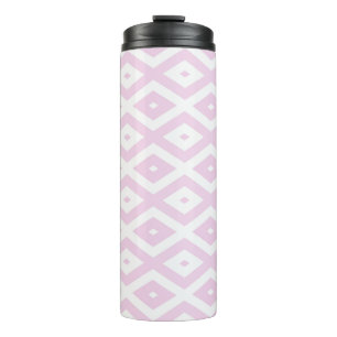 Termo Patrón de diamante rosa pálido y blanco