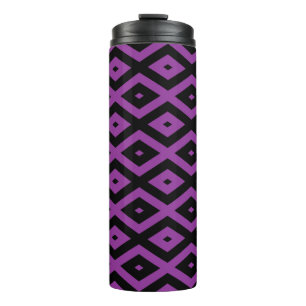 Termo Patrón de diamantes morado y negro