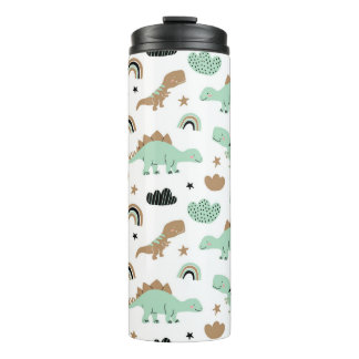 Termo Patrón de dinosaurio verde de menta