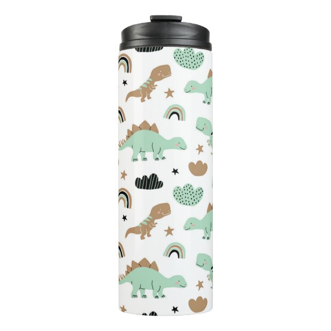 Termo Patrón de dinosaurio verde de menta (Anverso)