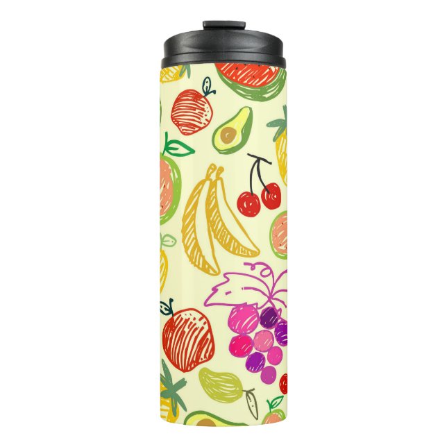 Termo Patrón de Doodle de Fruta Variado (Anverso)