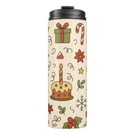 Termo Patrón de Doodle Navideño Alegre