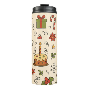 Termo Patrón de Doodle Navideño Alegre