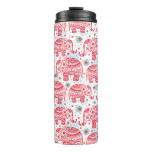 Termo Patrón de elefantes étnicos rojos