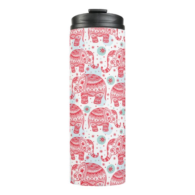 Termo Patrón de elefantes étnicos rojos (Anverso)