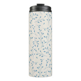 Termo Patrón de enredadera botánica delicada azul claro