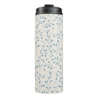 Termo Patrón de enredadera botánica delicada azul claro