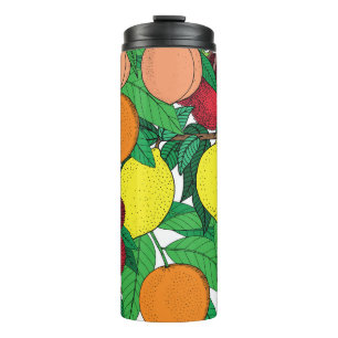 Termo Patrón de esbozo dibujado a mano de fruta