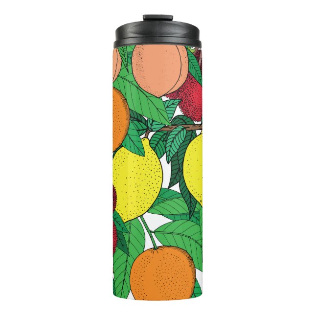 Termo Patrón de esbozo dibujado a mano de fruta (Anverso)