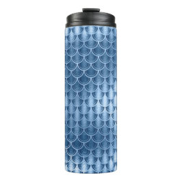 Termo Patrón de escala de sirena Purpurina azul y platea