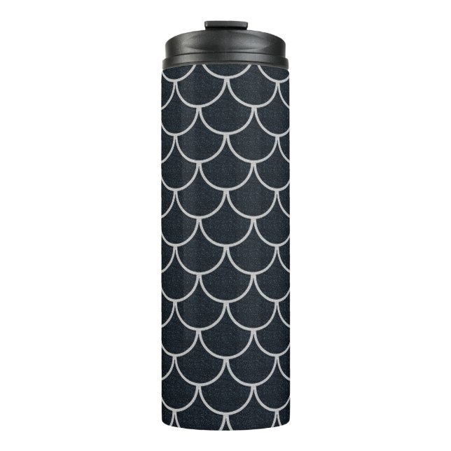 Termo Patrón de Escala Escalonada Negro y Plateado (Anverso)