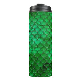 Termo Patrón de escamas de dragón verde esmeralda