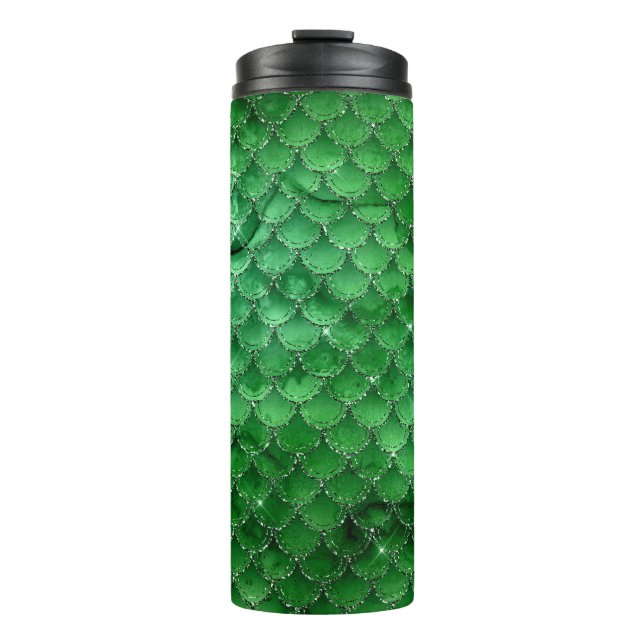 Termo Patrón de escamas de dragón verde esmeralda (Anverso)