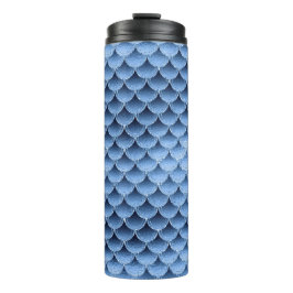 Termo Patrón de escamas de sirena de purpurina azul mari