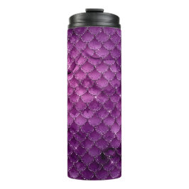 Termo Patrón de escamas de sirena glam ombre púrpura