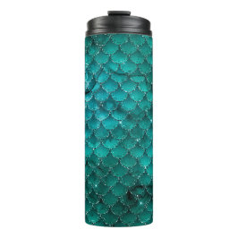 Termo Patrón de escamas de sirena ombre verde teñido gla