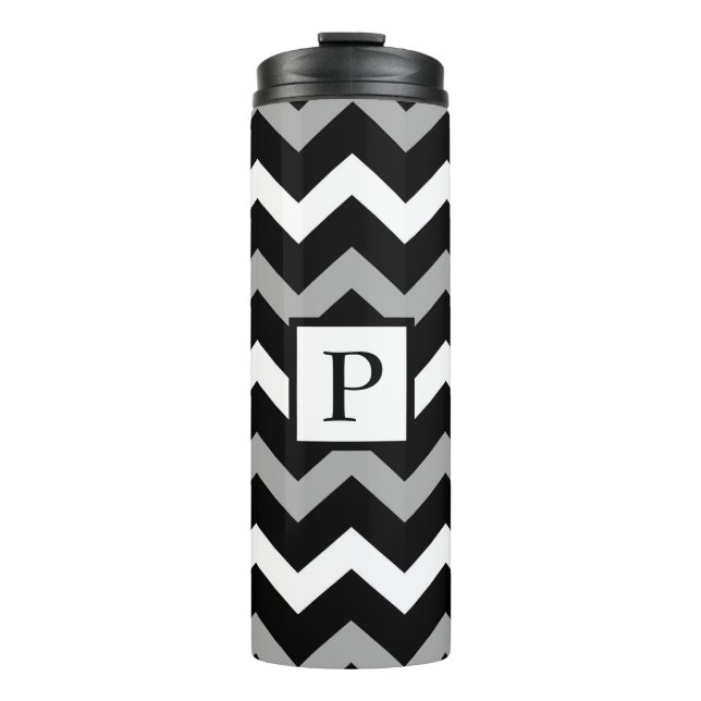 Termo Patrón de estampado de Chevron gris y blanco (Anverso)