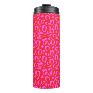 Termo Patrón de estampado de leopardo rosa y rojo