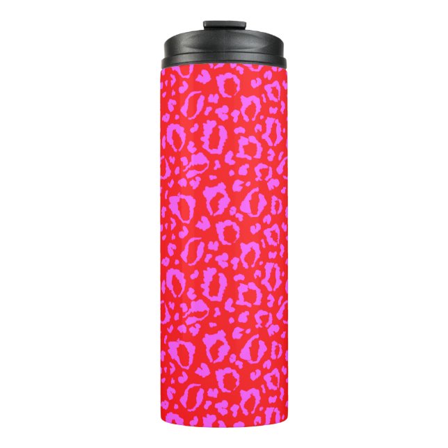 Termo Patrón de estampado de leopardo rosa y rojo (Anverso)