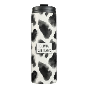 Termo Patrón de estampado de vaca en negro y blanco
