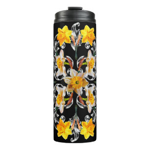 Termo Patrón de estilo barroco con flores narciso