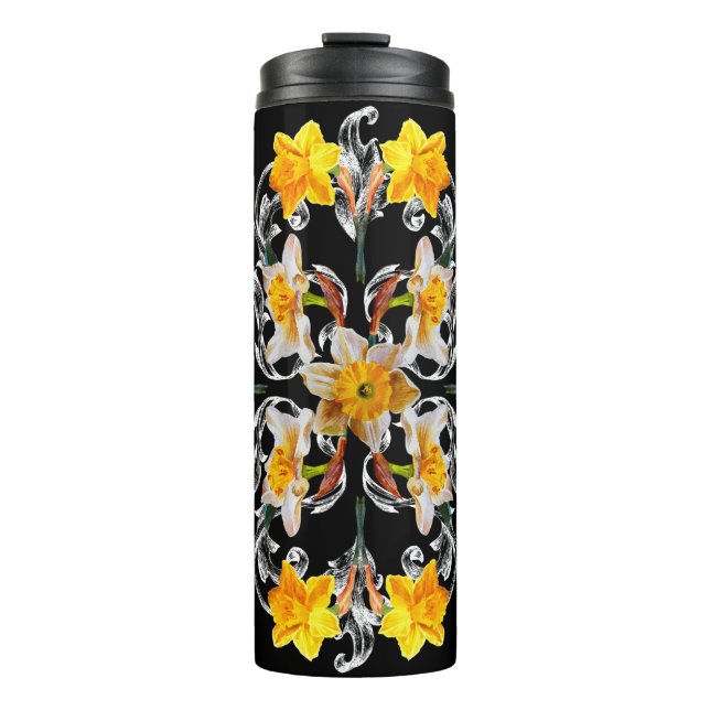 Termo Patrón de estilo barroco con flores narciso (Anverso)