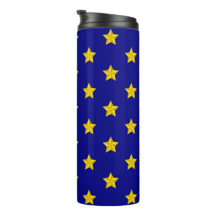 Termo Patrón de estrellas de oro, azul marino, exclusivo