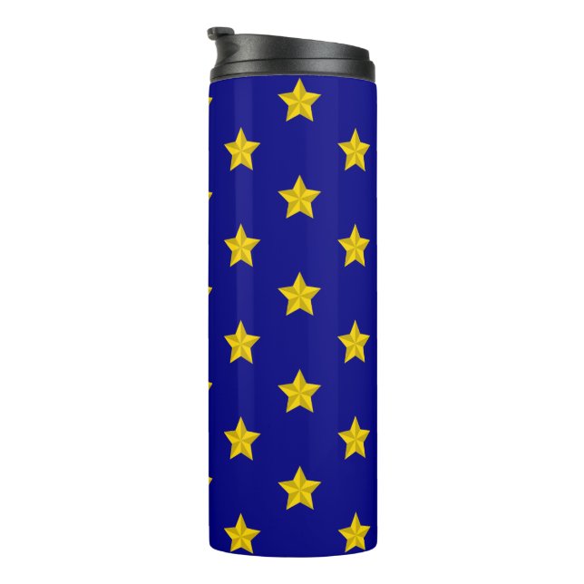 Termo Patrón de Estrellas Doradas, Azul Marino, Exclusiv (Rotado hacia la derecha)