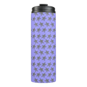 Termo Patrón de estrellas grises de estilo retro azul si