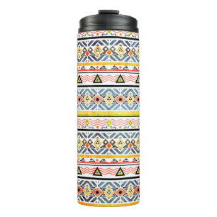 Termo Patrón de etno tribal grunge en estilo retro