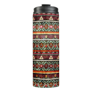 Termo Patrón de etno tribal grunge en estilo retro