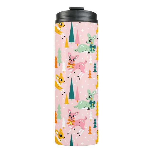 Termo Patrón de festividad de los renos retro (Anverso)