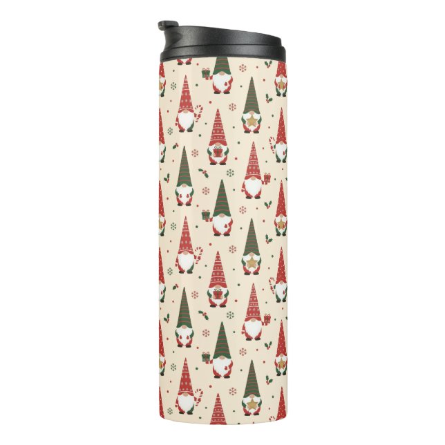 Termo Patrón de fiesta de gnomos de Navidad (Rotado hacia la derecha)