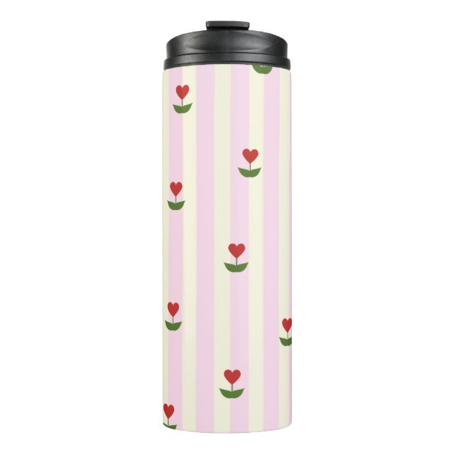 Termo Patrón de Flor de Corazón Dulce – Rayas Suaves de  (Anverso)