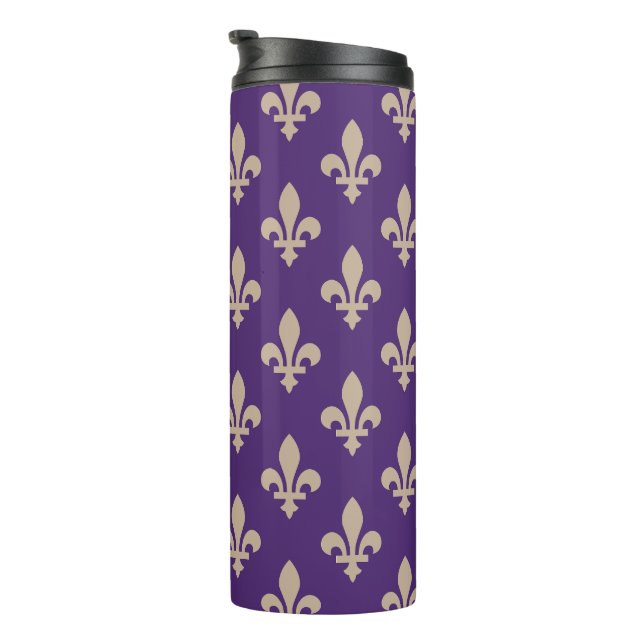 Termo Patrón de Flor de Lis, Crema Real Francesa sobre P (Rotado hacia la derecha)