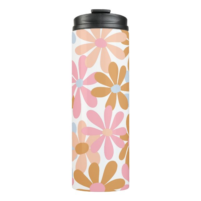 Termo Patrón de flor de margarita pastel retro (Anverso)