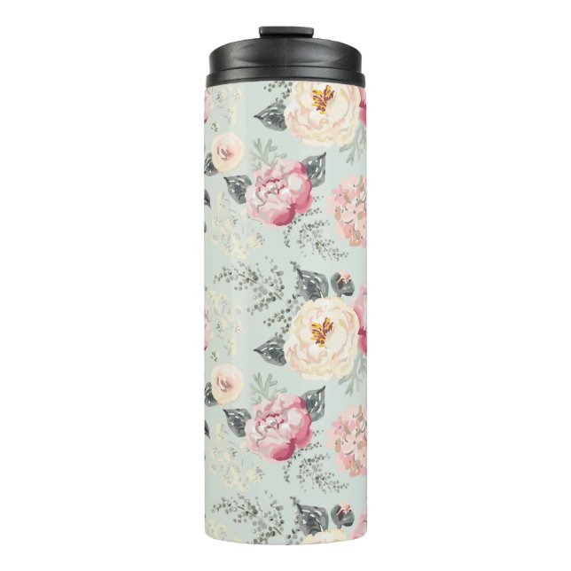 Termo Patrón de flor del jardín rosa (Anverso)