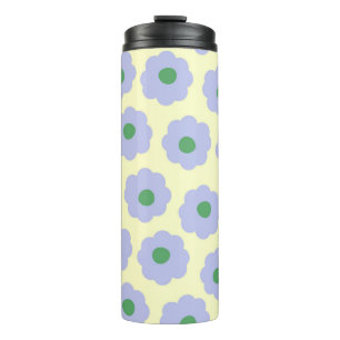 Termo Patrón de flor hippie verde azul preppy