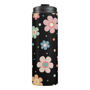 Termo Patrón De Flor Multicolor Cuaderno En Negro