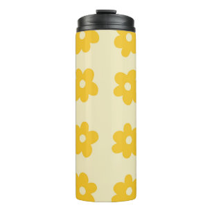 Termo Patrón de flor simple retro amarillo tropical