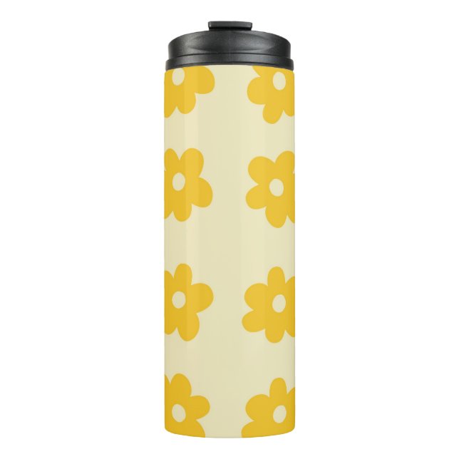 Termo Patrón de Flor Simple Tropical Amarillo Retro (Anverso)